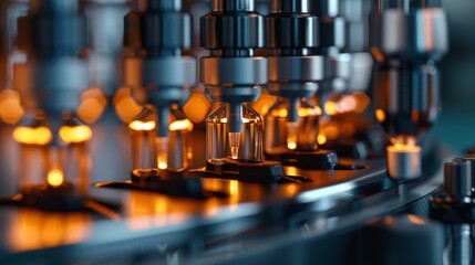 Poster - A deep dive into a cuttingedge pharmaceutical production line, showcasing its precision and efficiency in a stateoftheart factory setting, with modern technology and hightech equipment