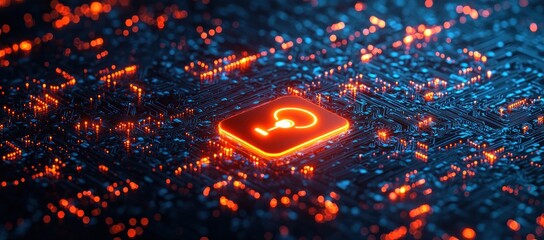 Poster - Glowing Key Icon on a Circuit Board