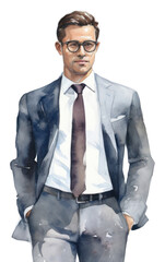 Canvas Print - PNG Portrait glasses blazer shirt.