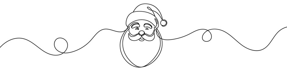 Wall Mural - continuous line drawing santa claus face. christmas vector illustration