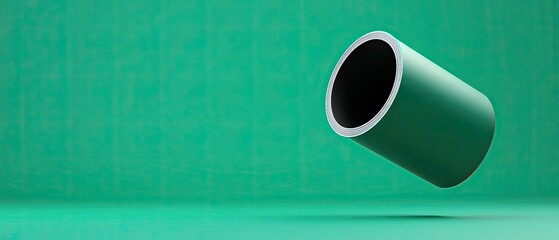 Poster - Green cylindrical object on a textured background, creative design element for various applications.