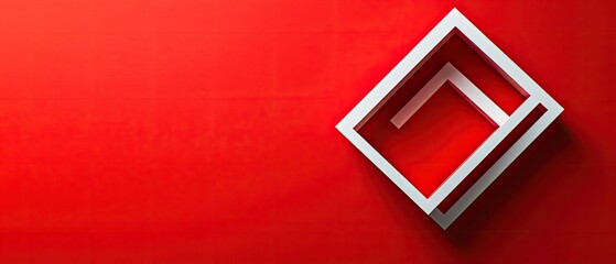 Fototapete - Modern abstract design featuring a geometric shape against a vibrant red background.