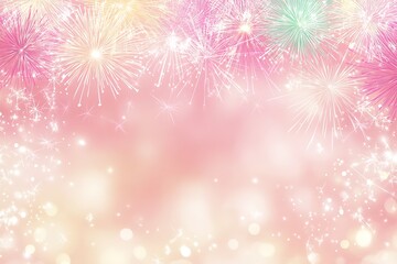Aufkleber - Vibrant pink fireworks and sparkles on soft pastel background for festive celebration : Generative AI