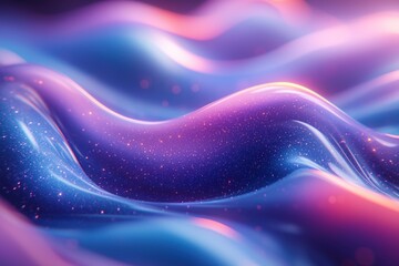 Poster - Abstract Wavy Surface with Glittering Texture and Neon Lighting