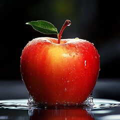 Poster - Fresh Red Apple in Water Splash Shows Crispness and Refreshing Nature of Healthy Fruit : Generative AI