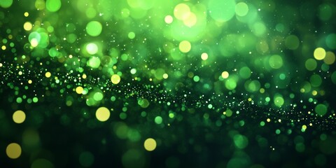 Wall Mural - vibrant green bokeh lights create a mesmerizing effect. this image showcases a dreamlike atmosphere.