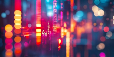 Aufkleber - A vibrant display of colorful lights creates a mesmerizing abstract scene. Bright hues blend and dance together, reflecting a modern digital art style. Perfect for technology themes. AI