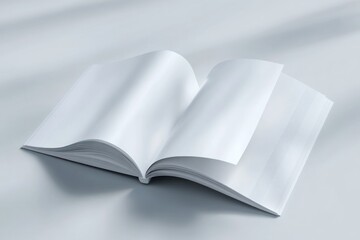 Poster - Open Blank Book with Pages Turned Back on White Surface
