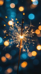 Poster - Illuminated Firework Sparkler with Vibrant Bokeh for Holiday Celebrations : Generative AI