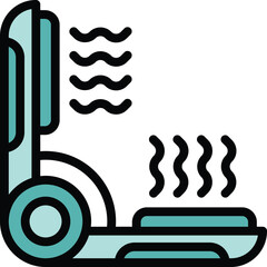 Poster - Portable sauna warming up emitting steam waves icon in modern filled outline style