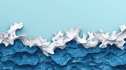 Aufkleber - Gentle Coastal Waves in a Vast 3D Landscape