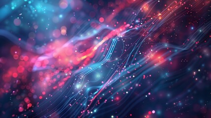 Aufkleber - This vibrant abstract digital background features dynamic flowing lines and colorful bokeh lights, ideal for tech and creative projects, with a stunning pattern and energetic design