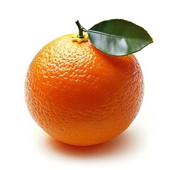 Aufkleber - Vibrant Fresh Orange with Leaf on Bright White Background : Generative AI