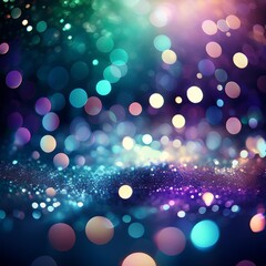 festive bokeh glitters background abstract shiny backdrop with circles modern design overlay with sparkling glimmers blue purple and green backdrop glittering sparks with glow effect