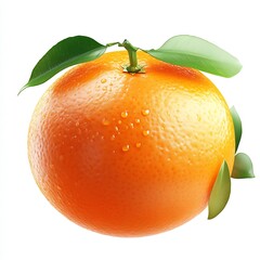 Aufkleber - Bright and Fresh Orange with Green Leaves on White Background for Healthy Living Concepts : Generative AI