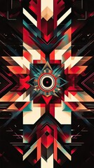 Wall Mural - Vibrant geometric patterns with bold colors creating a mesmerizing abstract artwork for modern decor or design projects.