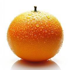 Aufkleber - Close Up of Orange Fruit with Glowing Water Droplets Isolated on White : Generative AI