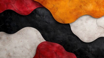 Poster - A dynamic abstract composition featuring flowing layers of colors including reds, yellows, blacks, creating a visually striking and harmonious artwork.
