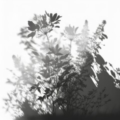 plant shadow overlay isolated on white background shadows from wildflowers overlay effect for photo mockup posters wall art design presentation shadow for natural light effects