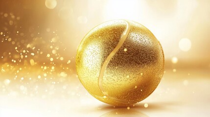 Gold tennis ball on a white background, a vector illustration highlighting luxury in sports.