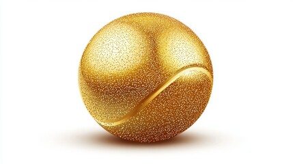 Gold tennis ball on a white background, a vector illustration highlighting luxury in sports.