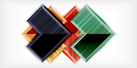 Fototapete - Arrow symbols created with 3d effects and line texture geometric abstract background