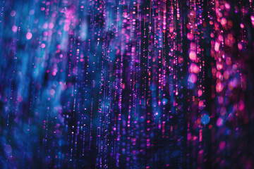 Wall Mural - close up horizontal glowing abstract blue and purple pixelated background