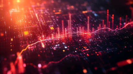Aufkleber - A vibrant, abstract visualization of data trends with glowing lines and points, representing complex analytics and digital metrics.