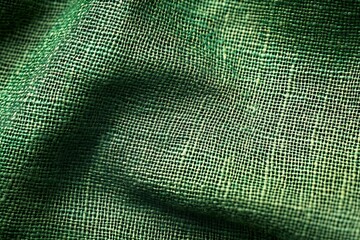 Poster - Close-up of green fabric texture with wrinkles.