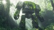 © Aliverz - A giant moss-covered robot stands tall in a lush, vibrant forest