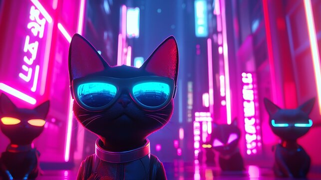 In a Neon-Lit Cyber-Themed Landscape with 3D Avatars