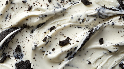 Melting cookies and cream ice cream creamy white with