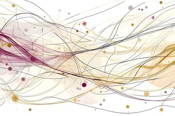 Poster - An abstract composition featuring flowing lines and soft shapes in various colors including burgundy, black, and gold, creating a sense of movement and fluidity.