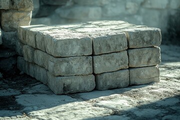 Poster - Stacked Concrete Blocks on a Stone Pathway