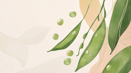 Wall Mural - close up of green beans, close up of peas, pea illustration, pea vector, vegan, vegetable, green grass with dew drops