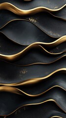 Poster - A stylish abstract background featuring flowing black and gold curves, creating a modern and elegant aesthetic.