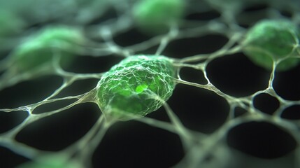 Poster - Detailed Shot of Green Nerve Cells Under Microscope