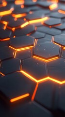 Poster - A dynamic abstract background featuring glowing orange lines on a dark blue surface, creating a futuristic vibe.