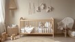 © Major - Cozy Minimalist Nursery with Wooden Crib and Soft Textiles