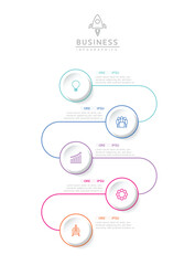 Fototapete - Vector infographic business presentation template with circular interconnection with 5 options.