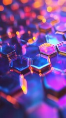Poster - Abstract hexagonal pattern featuring glowing blue elements on a dark background.