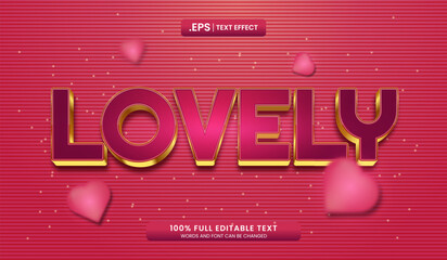 Wall Mural - design editable text effect, lovely pink and gold letter on a red background