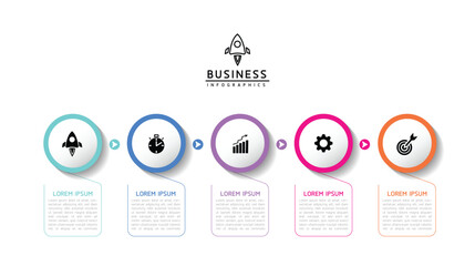 Fototapete - Vector infographic business presentation template with circular interconnection with 5 options.