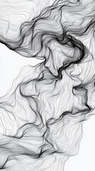 Poster - Abstract black and white lines create a fluid wave pattern, evoking a sense of movement and elegance.