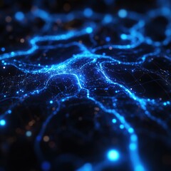 Poster - Abstract Blue Network with Sparkling Lights