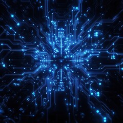 Poster - blue circuit board technology abstract background