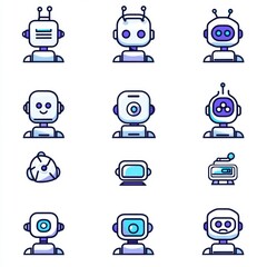 Poster - Friendly Robot Icons Collection for Digital Projects