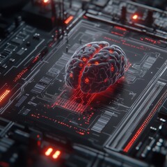 Poster - Brain on Circuit Board Technology Concept