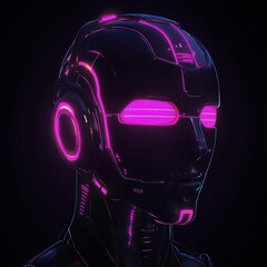 Poster - Futuristic Robot with Neon Glow and Headphones