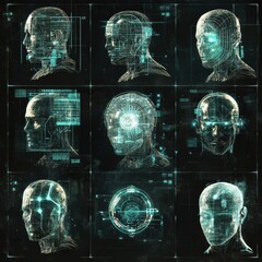 Poster - Futuristic Digital Heads in High-Tech Design